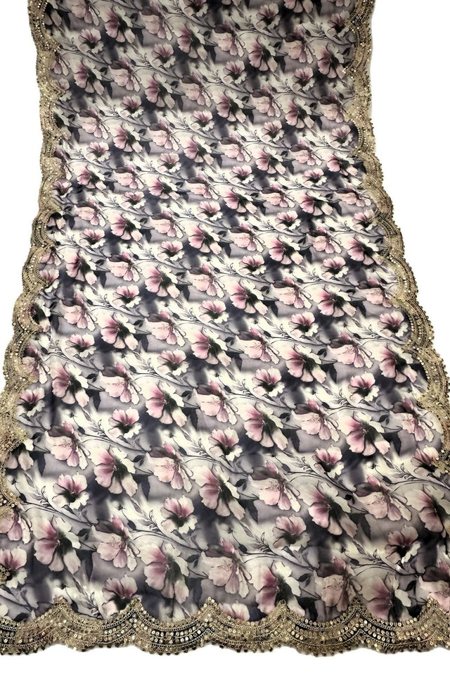 Purple Printed Organza Dupatta (ACA9356)