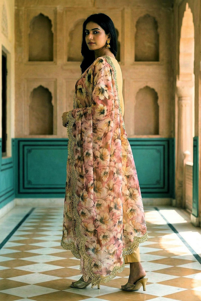 Maroon Printed Organza Dupatta (ACA9357)