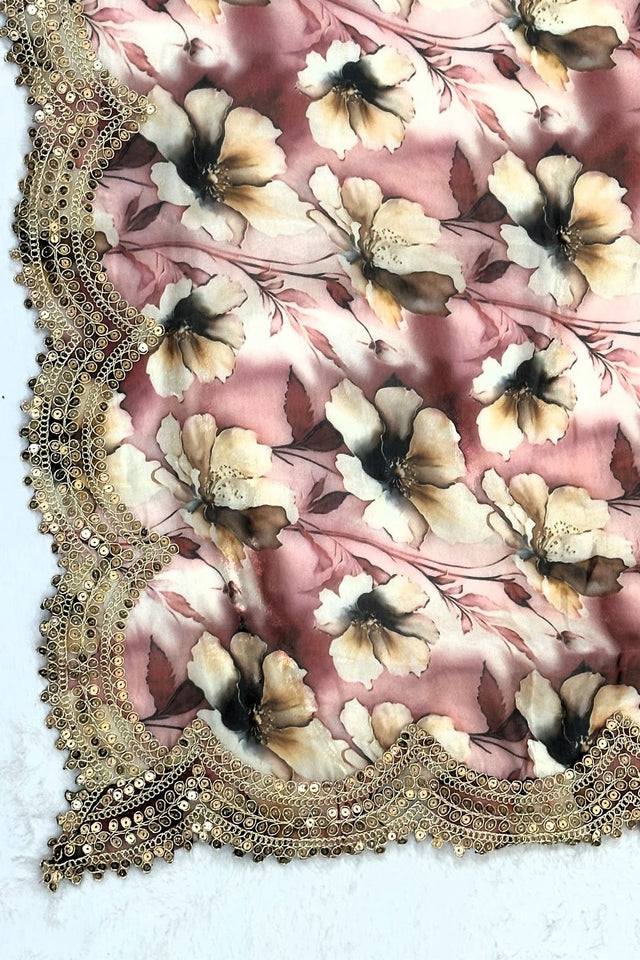Maroon Printed Organza Dupatta (ACA9357)