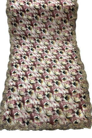 Maroon Printed Organza Dupatta (ACA9357)