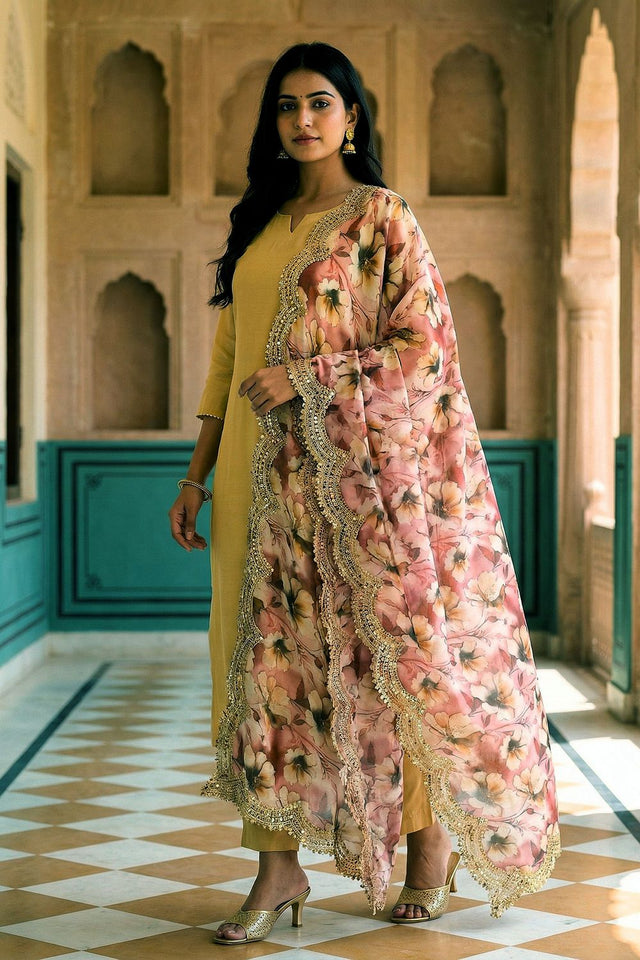 Maroon Printed Organza Dupatta (ACA9357)