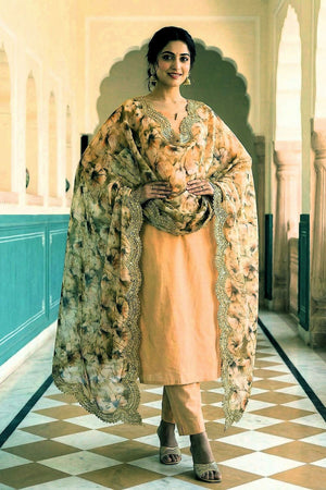 Mehendi Printed Organza Dupatta (ACA9358)