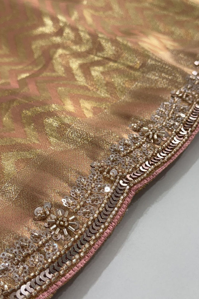 Peach Woven Banarasi Silk Saree (ACA9359)