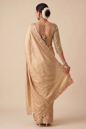 Beige Woven Banarasi Silk Saree (ACA9360)