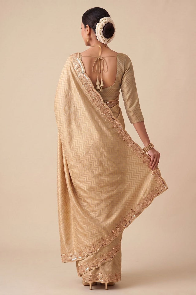 Beige Woven Banarasi Silk Saree (ACA9360)