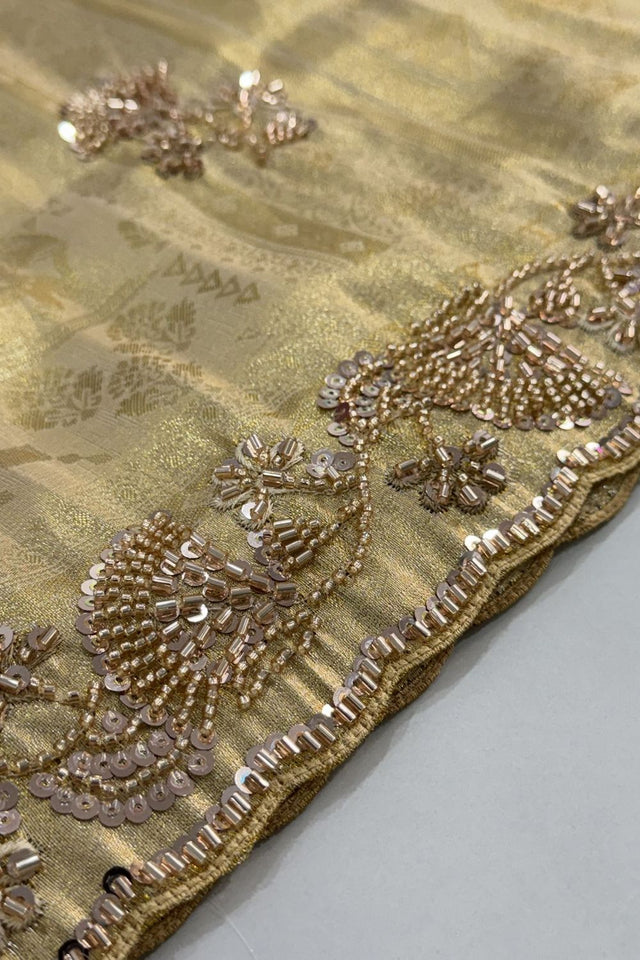 Beige Woven Banarasi Silk Saree (ACA9397)