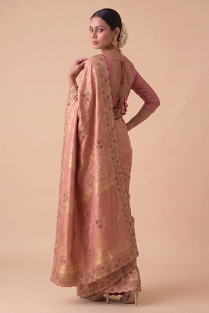 Pink Woven Banarasi Silk Saree (ACA9398)