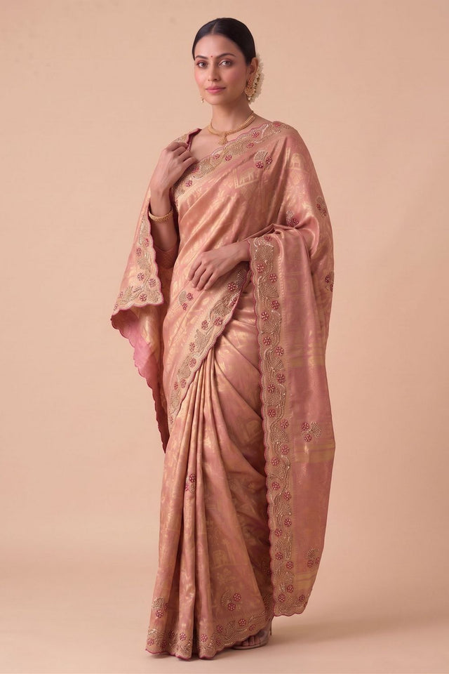 Pink Woven Banarasi Silk Saree (ACA9398)