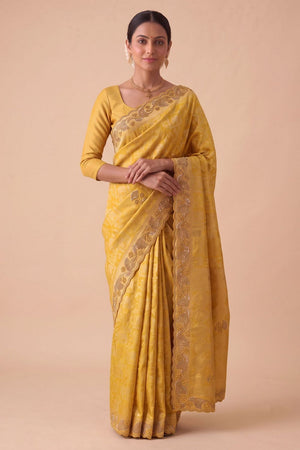 Yellow Woven Banarasi Silk Saree (ACA9399)
