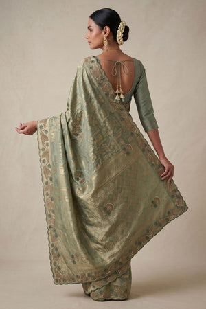 Sea Green Woven Banarasi Silk Saree (ACA9400)