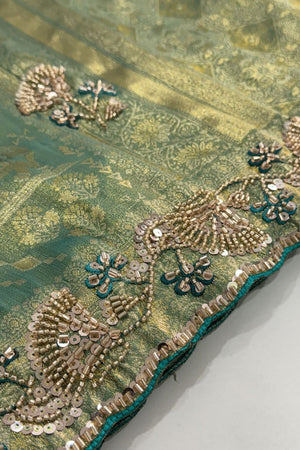 Sea Green Woven Banarasi Silk Saree (ACA9400)