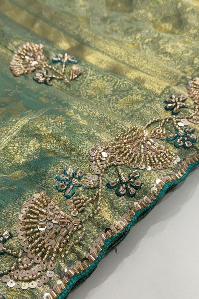 Sea Green Woven Banarasi Silk Saree (ACA9400)