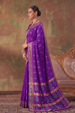 Violet Woven Soft Silk Saree (ACA9408)