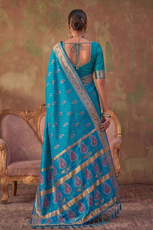 Blue Woven Soft Silk Saree (ACA9412)