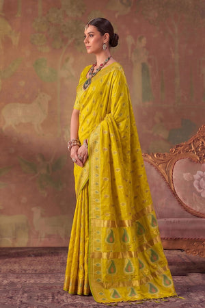 Yellow Woven Soft Silk Saree (ACA9413)