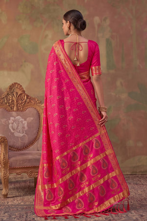 Pink Woven Soft Silk Saree (ACA9414)