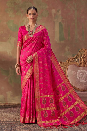 Pink Woven Soft Silk Saree (ACA9414)