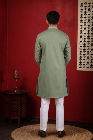 Mens Multi Color Embroidered Cotton Kurta Set (ACA9421)