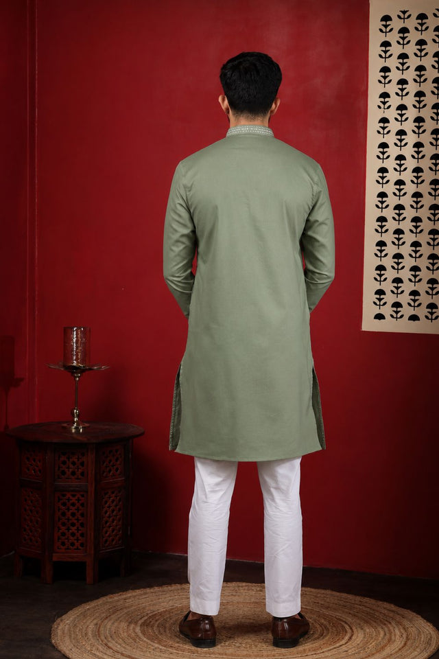 Mens Multi Color Embroidered Cotton Kurta Set (ACA9421)