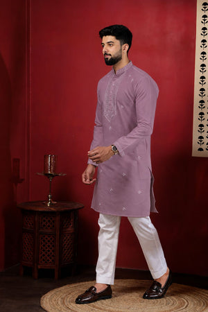 Mens Multi Color Embroidered Cotton Kurta Set (ACA9422)