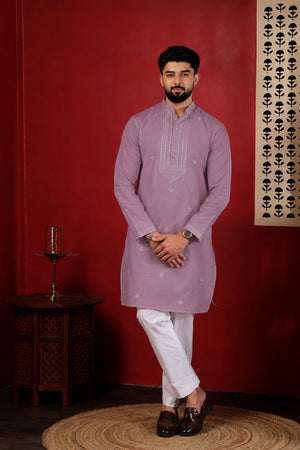 Mens Multi Color Embroidered Cotton Kurta Set (ACA9422)