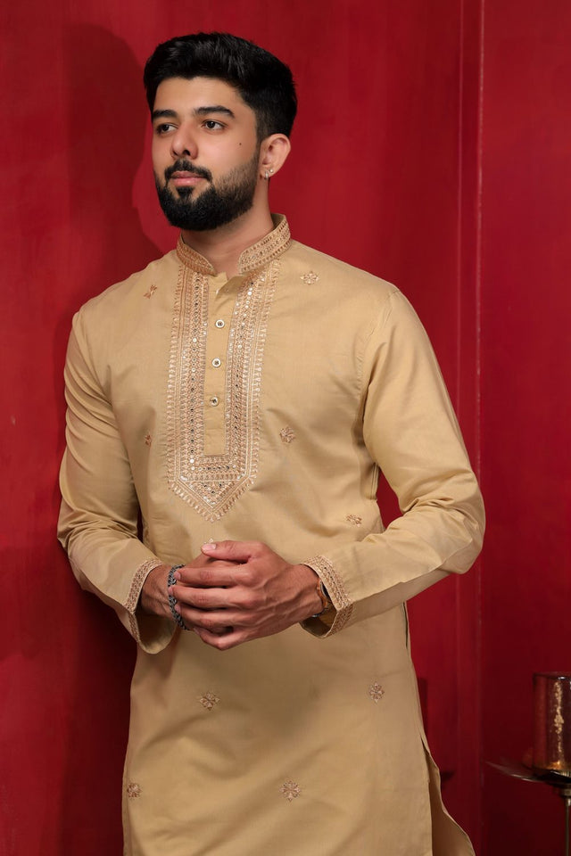 Mens Multi Color Embroidered Cotton Kurta Set (ACA9424)