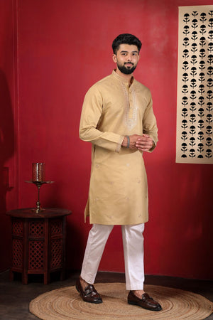 Mens Multi Color Embroidered Cotton Kurta Set (ACA9424)