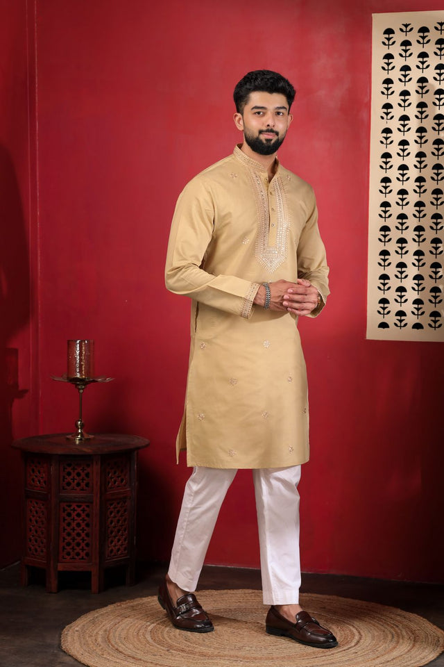 Mens Multi Color Embroidered Cotton Kurta Set (ACA9424)