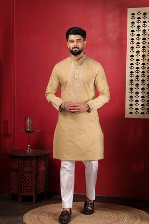 Mens Multi Color Embroidered Cotton Kurta Set (ACA9424)