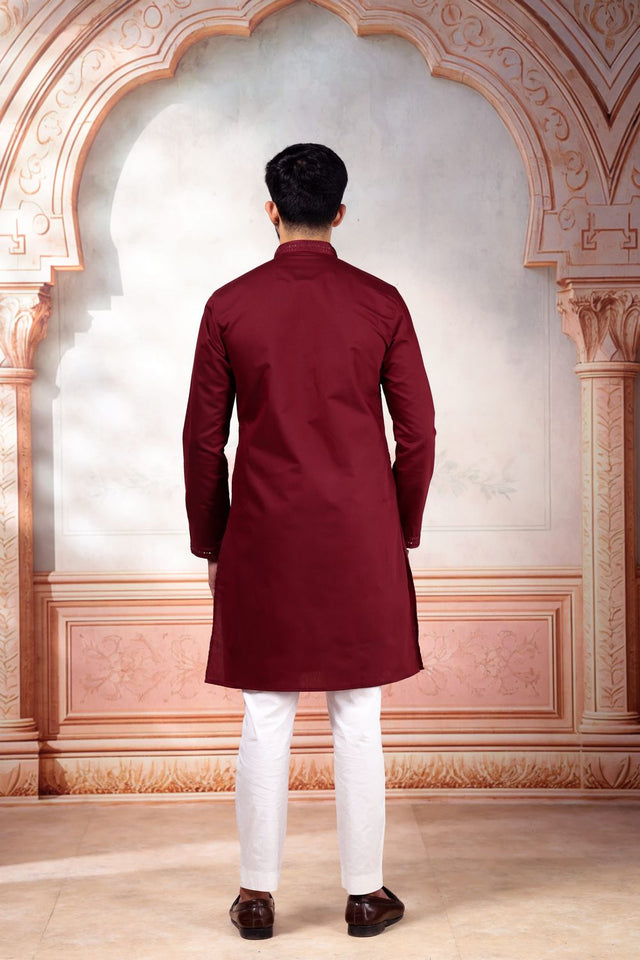 Mens Multi Color Embroidered Cotton Kurta Set (ACA9425)