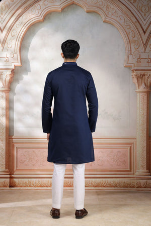 Mens Black Embroidered Cotton Kurta Set (ACA9426)