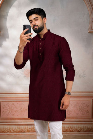 Mens Multi Color Woven Cotton Kurta Set (ACA9433)