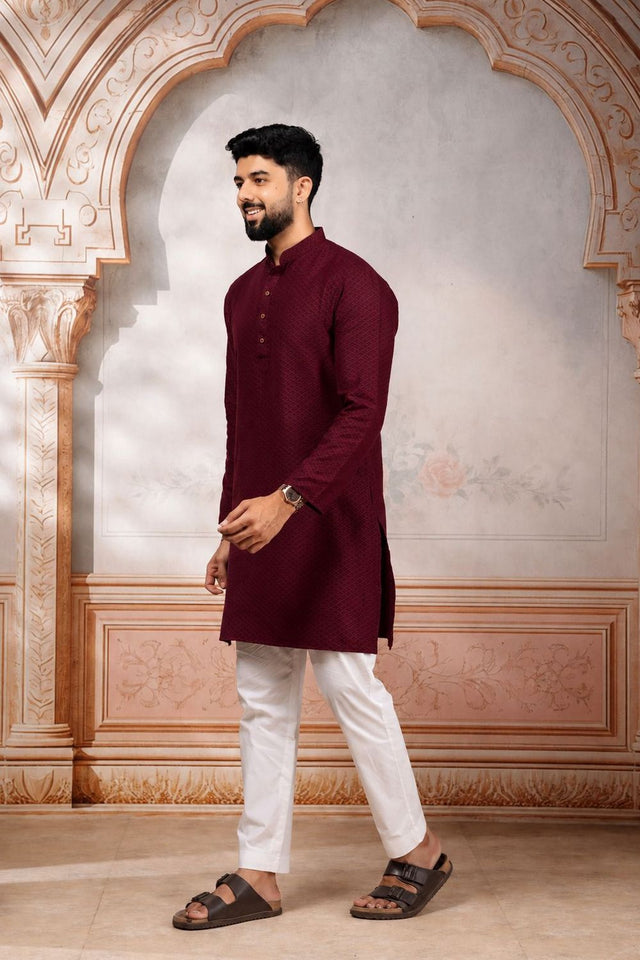 Mens Multi Color Woven Cotton Kurta Set (ACA9433)
