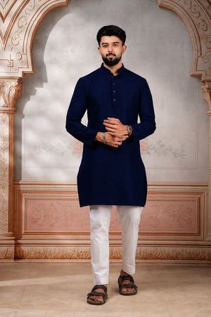Mens Black Woven Cotton Kurta Set (ACA9434)