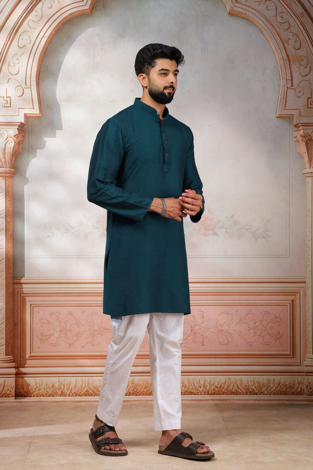 Mens Pink Woven Cotton Kurta Set (ACA9435)