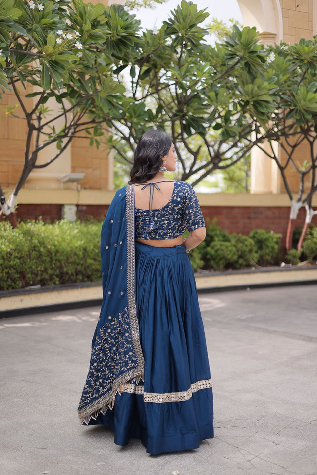 Blue Zari With Mirror Sequin Lehenga (ACA9449)