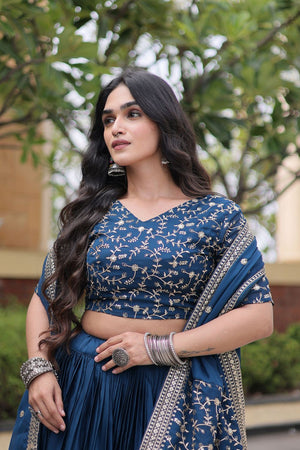 Blue Zari With Mirror Sequin Lehenga (ACA9449)