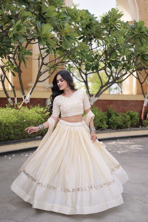 Brown Zari With Mirror Sequin Lehenga (ACA9450)