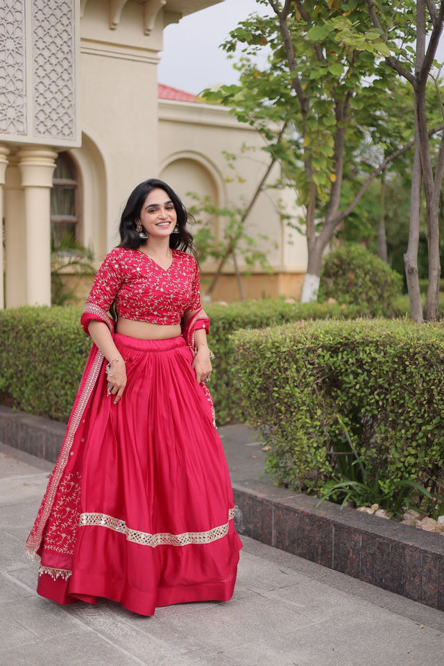 Pink Zari With Mirror Sequin Lehenga (ACA9451)