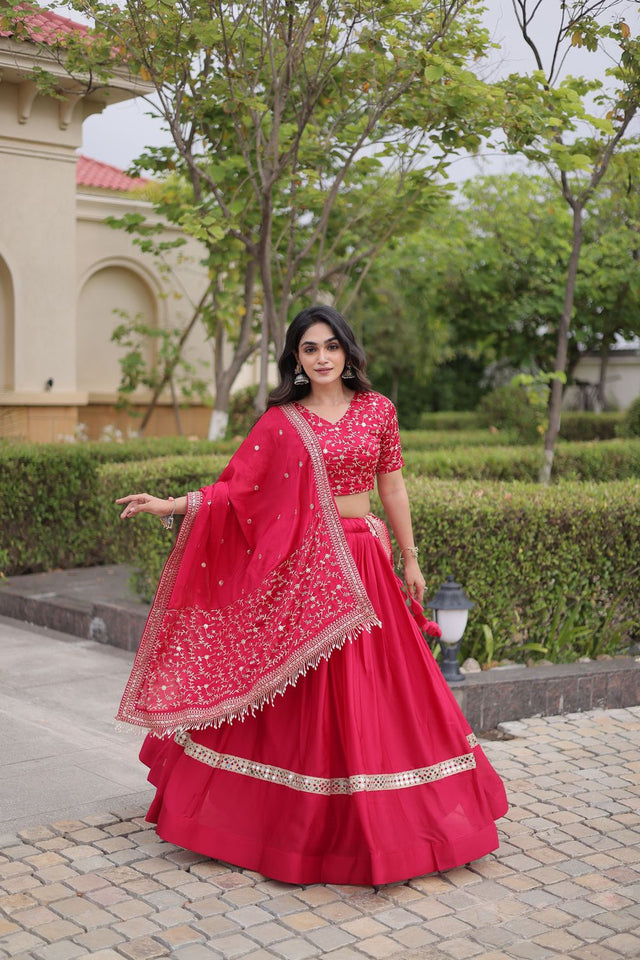 Pink Zari With Mirror Sequin Lehenga (ACA9451)