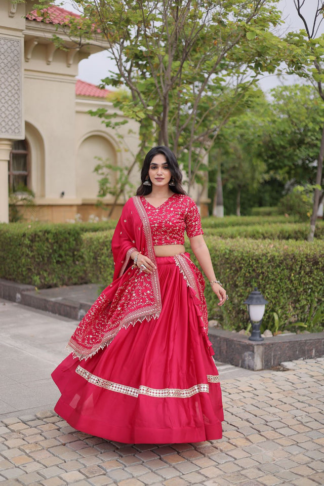 Pink Zari With Mirror Sequin Lehenga (ACA9451)