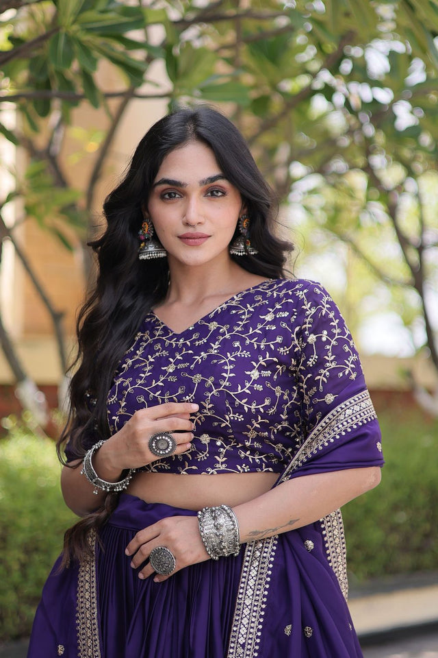 Purple Zari With Mirror Sequin Lehenga (ACA9452)