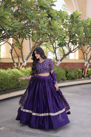 Purple Zari With Mirror Sequin Lehenga (ACA9452)