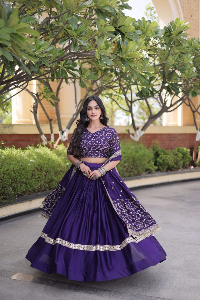 Purple Zari With Mirror Sequin Lehenga (ACA9452)