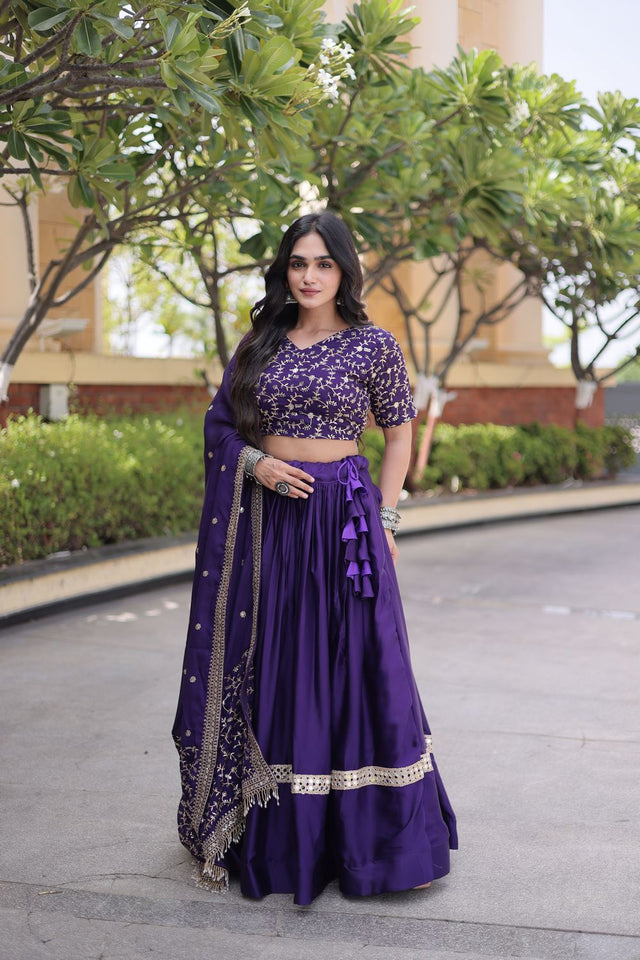 Purple Zari With Mirror Sequin Lehenga (ACA9452)