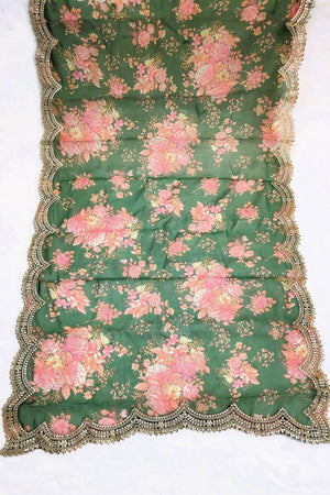 Green Printed Art Silk Dupatta (ACA9472)