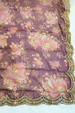 Wine Printed Art Silk Dupatta (ACA9473)