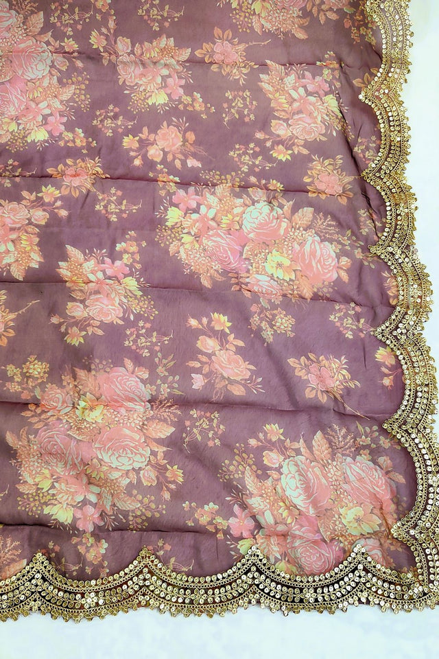 Wine Printed Art Silk Dupatta (ACA9473)