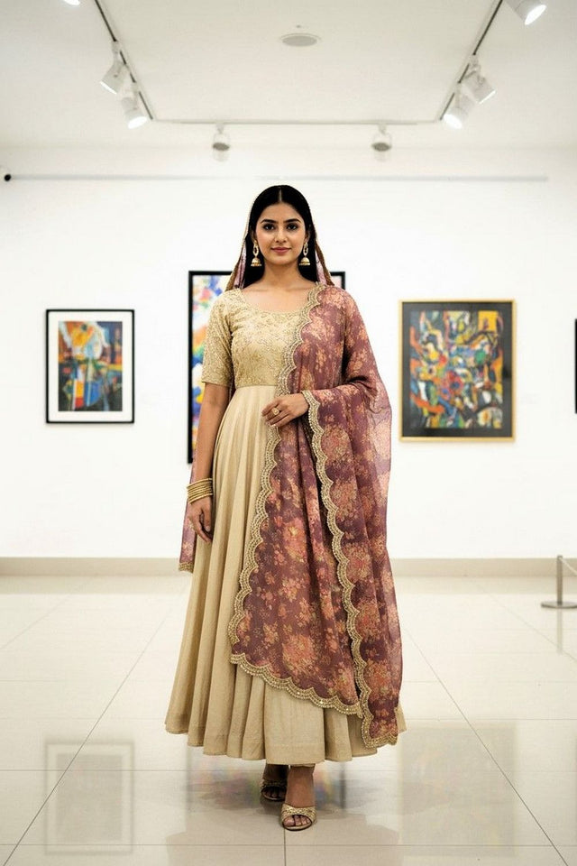 Wine Printed Art Silk Dupatta (ACA9473)