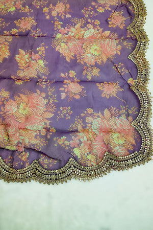 Purple Printed Art Silk Dupatta (ACA9475)